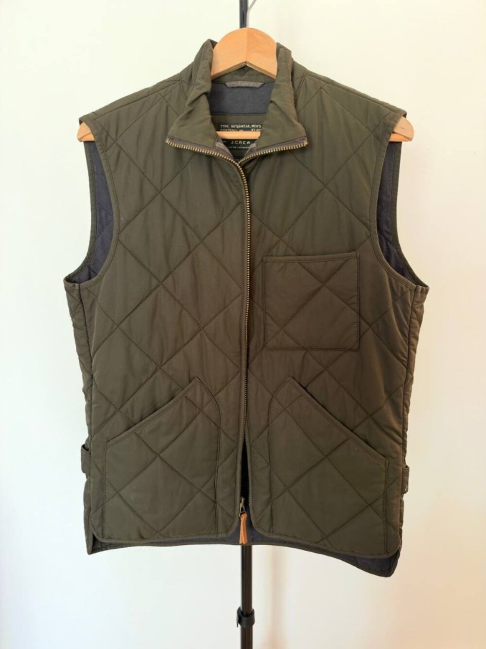 J.Crew Sussex Quilted Vest Olive Green Men's S